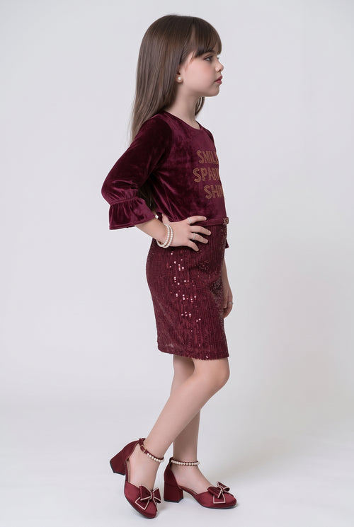 Maroon Velvet Sequin Midi M2349