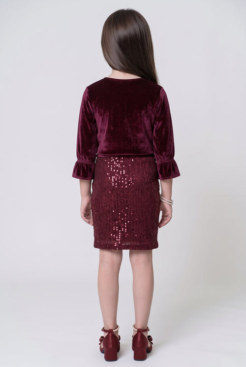 Maroon Velvet Sequin Midi M2349