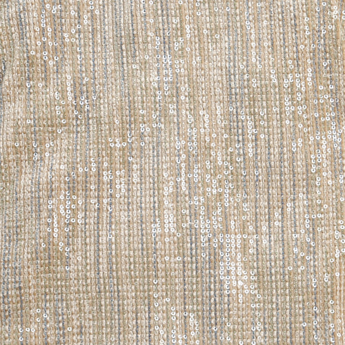 Gold Sequin Party Dress with Fur Shrug M2354