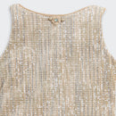 Gold Sequin Party Dress with Fur Shrug