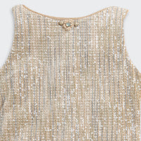 Gold Sequin Party Dress with Fur Shrug