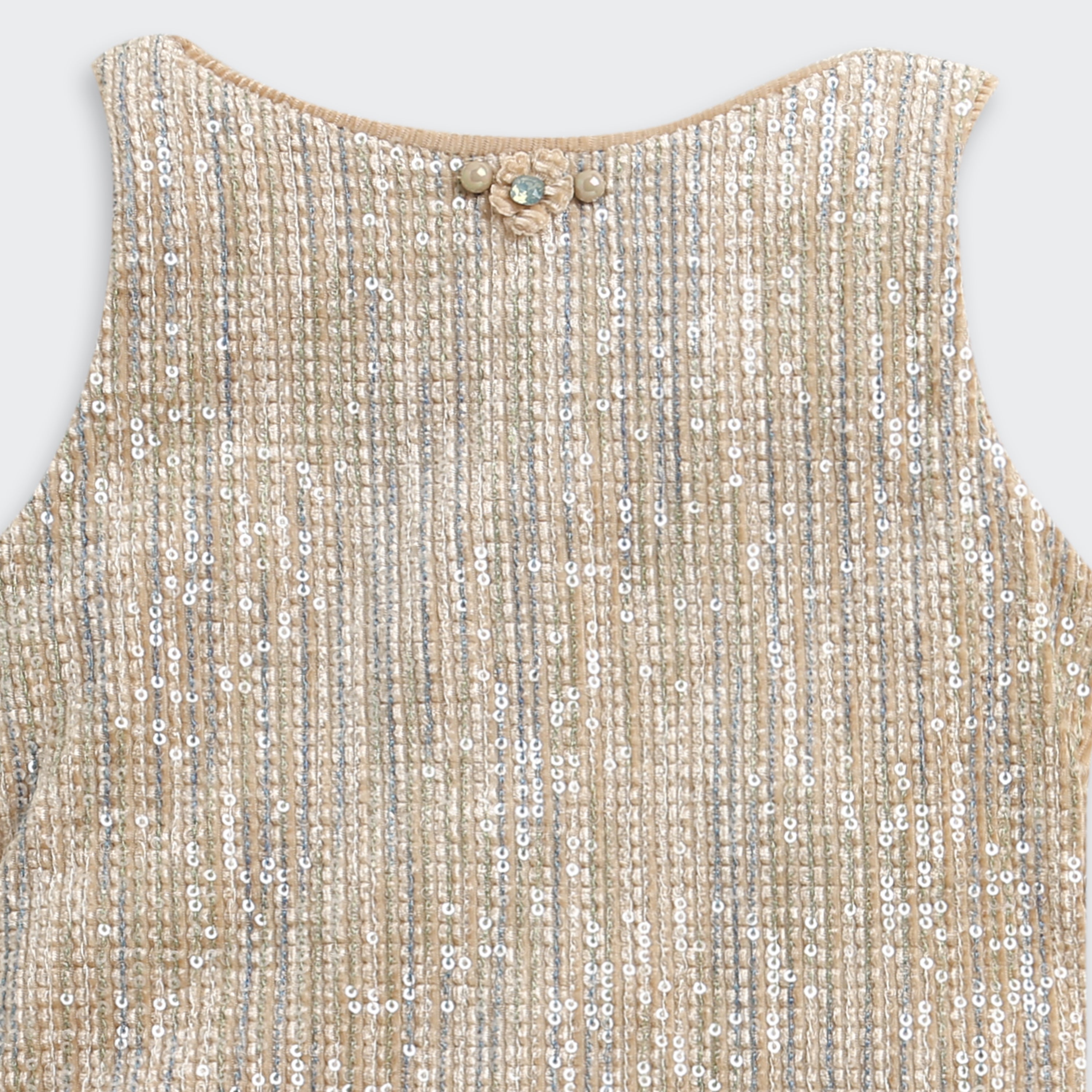 Gold Sequin Party Dress with Fur Shrug