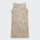 Gold Sequin Party Dress with Fur Shrug