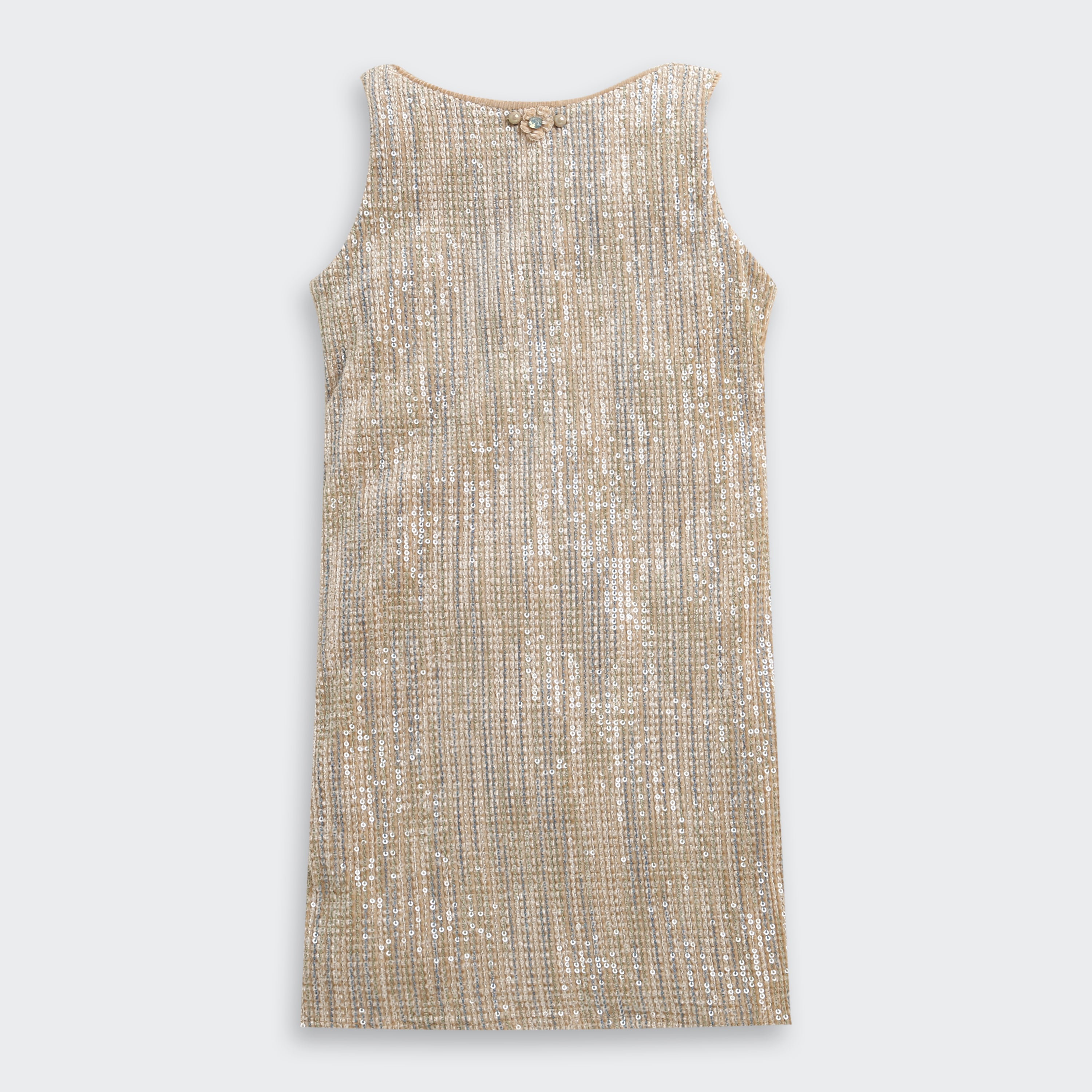 Gold Sequin Party Dress with Fur Shrug