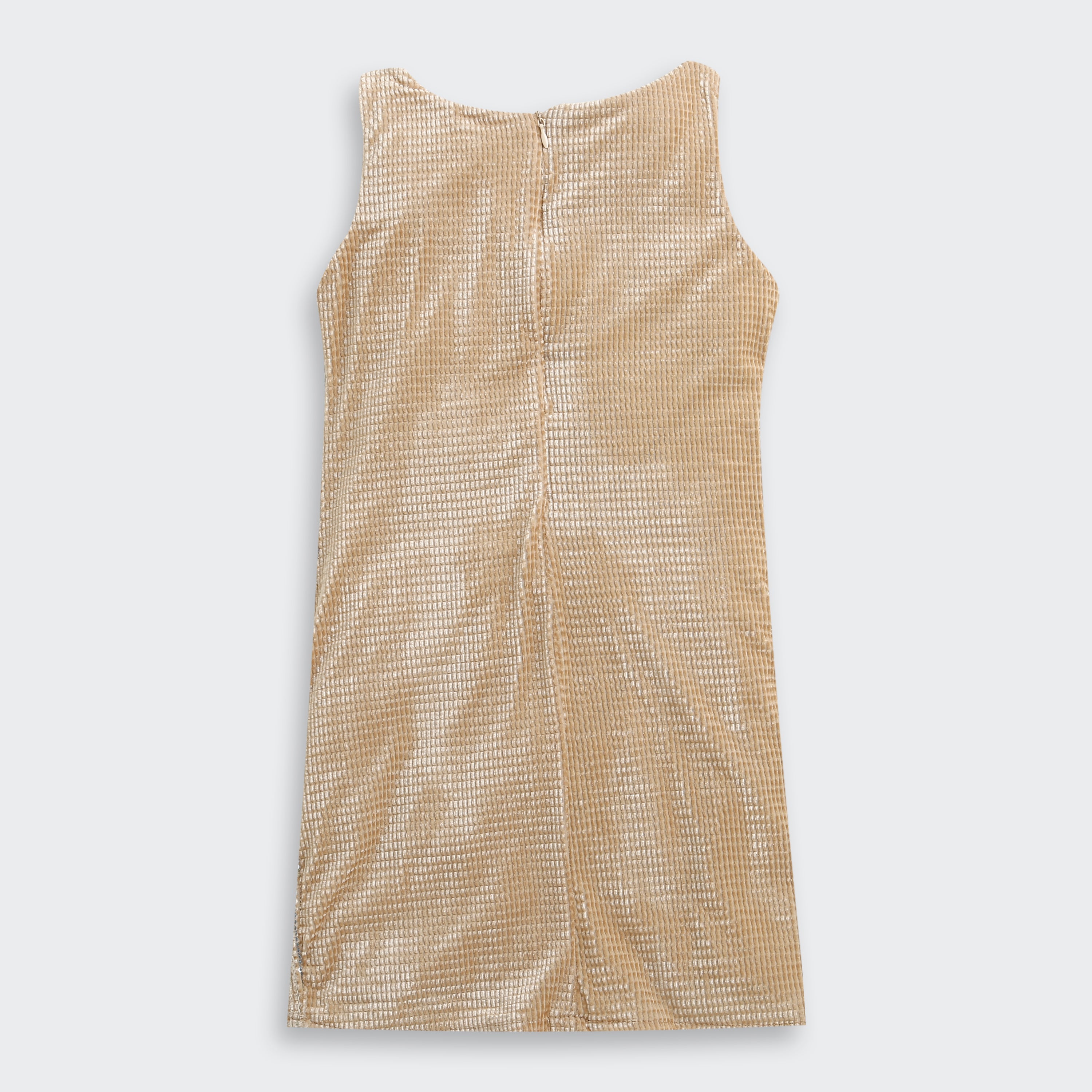 Gold Sequin Party Dress with Fur Shrug