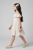 Pista Green Floral Ruffle Neck Dress M2386