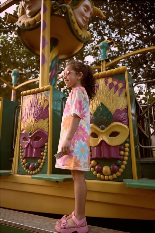 Multicolor Floral Printed Casual Dress M2395