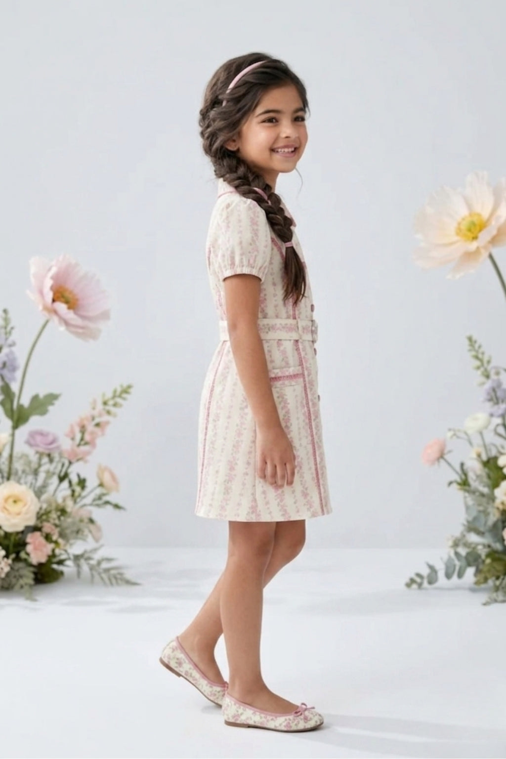 Blush Petal Belted Shirt Dress M2400
