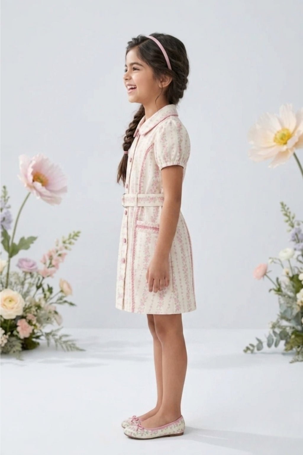 Blush Petal Belted Shirt Dress M2400