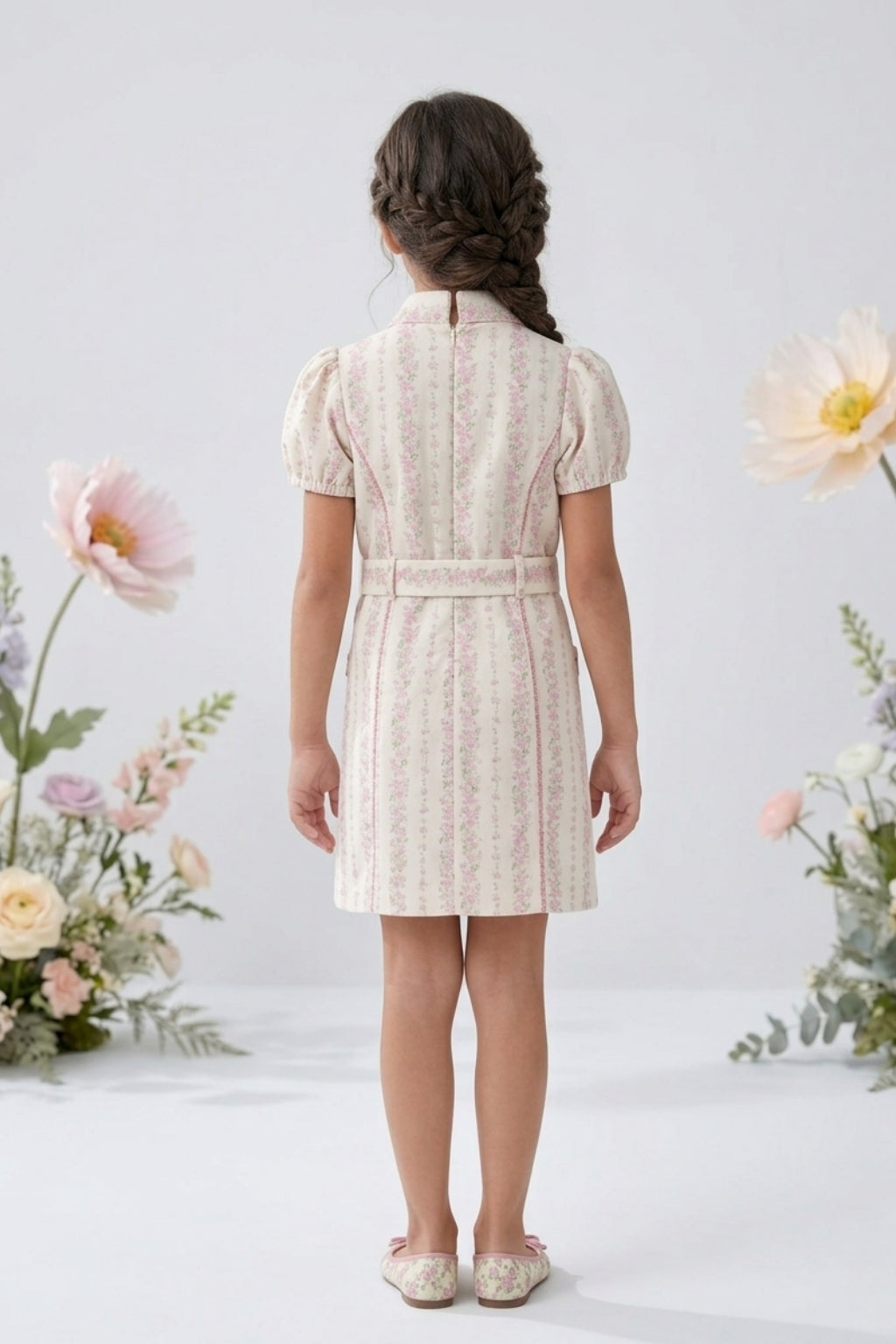 Blush Petal Belted Shirt Dress M2400