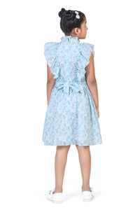 Blue Floral Fit and Flare Dress for Girls