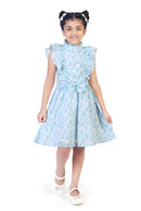 Blue Floral Fit and Flare Dress for Girls
