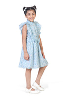 Blue Floral Fit and Flare Dress for Girls