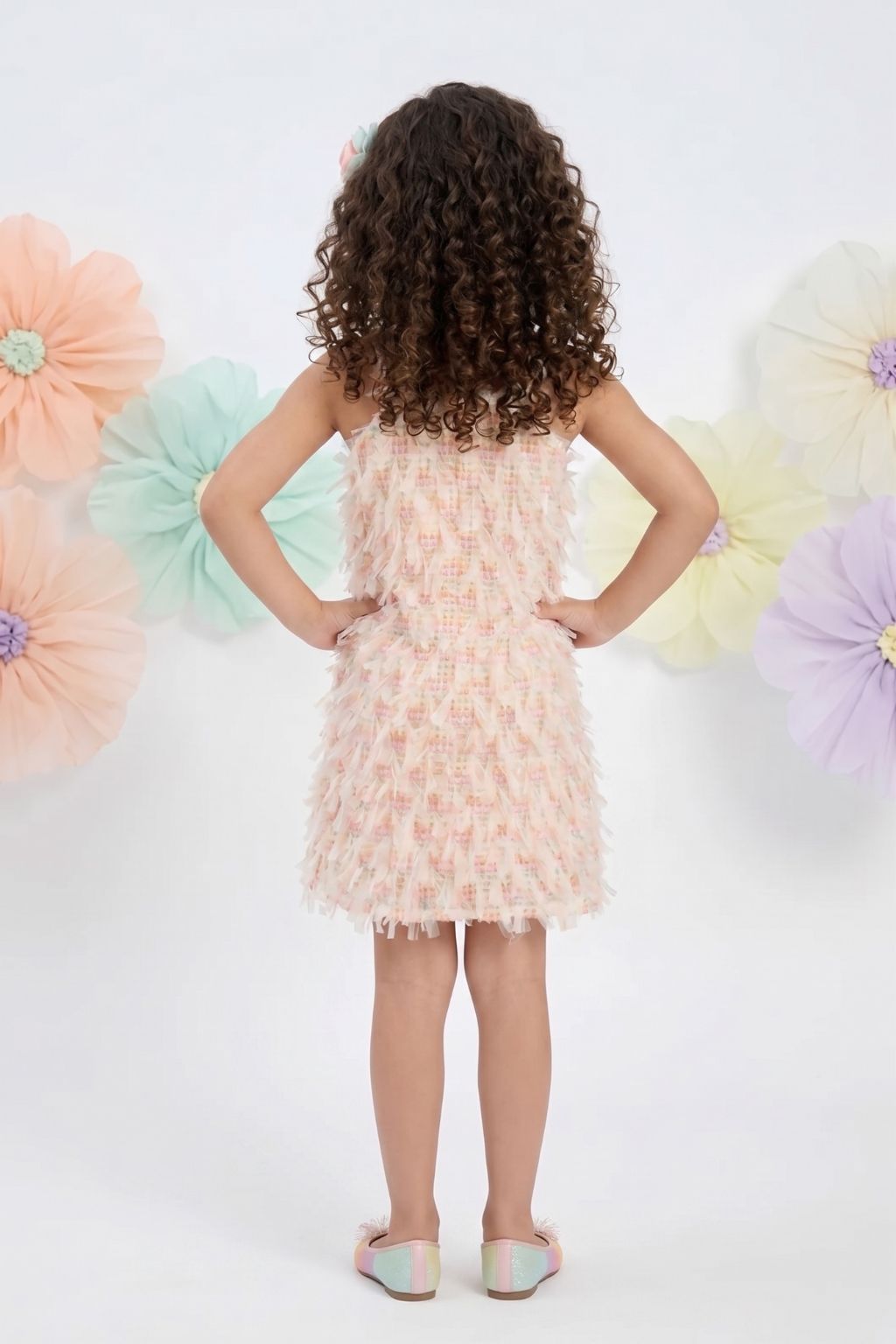 Peach Sleeveless Printed Shift Dress M2404