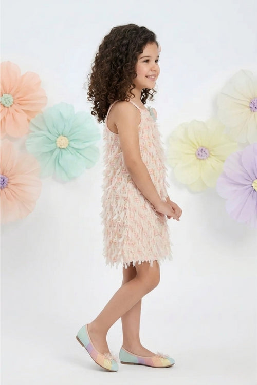Peach Sleeveless Printed Shift Dress M2404