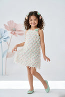 Pista Green Printed Sleeveless Summer Dress M2404
