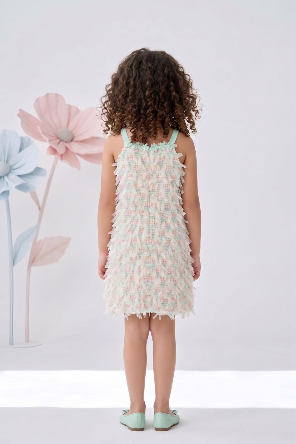Pista Green Printed Sleeveless Summer Dress M2404