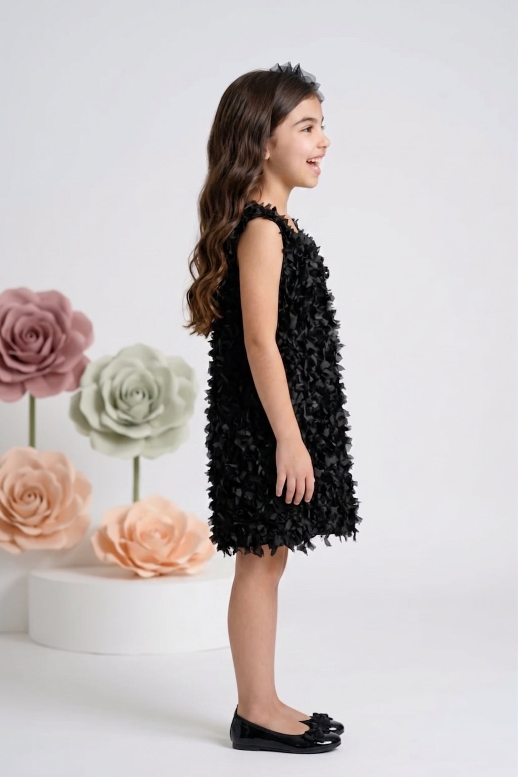 Midnight Petal Textured Dress M2405