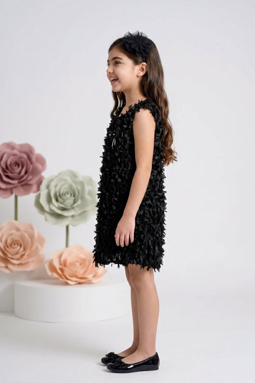 Midnight Petal Textured Dress M2405