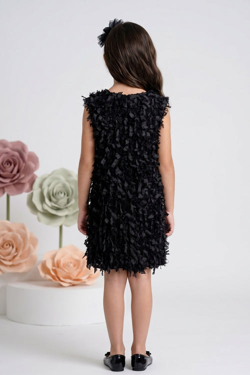 Midnight Petal Textured Dress M2405