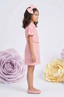 Peach Lace Charm Embroidered Shirt Dress M2408