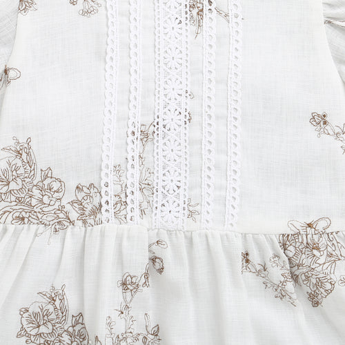 Girls White Floral Summer Dress M2409