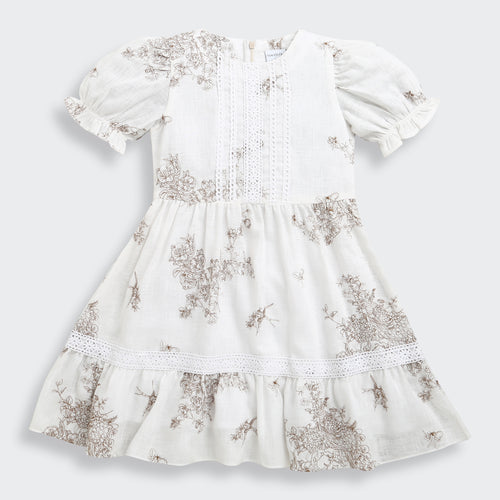 Girls White Floral Summer Dress M2409