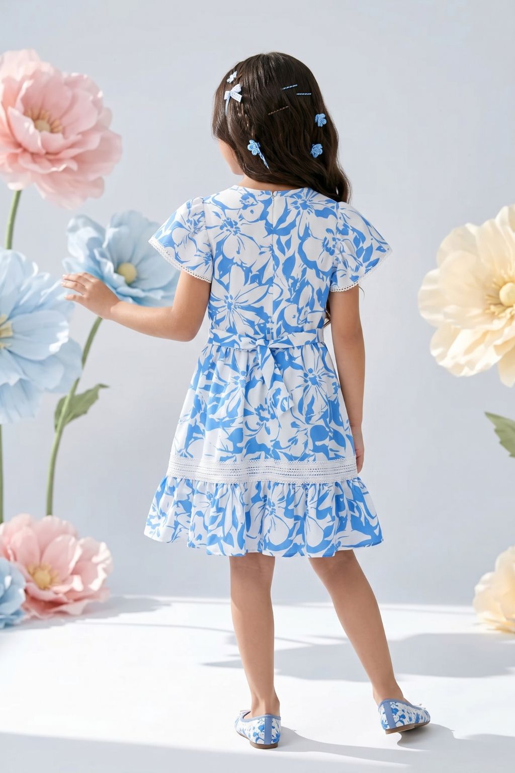 Blue Petal Frill Dress M2412
