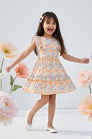 Peach Floral Ruffle Tiered Dress M2430