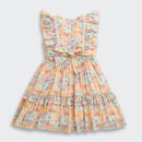 Peach Floral Ruffle Tiered Dress M2430
