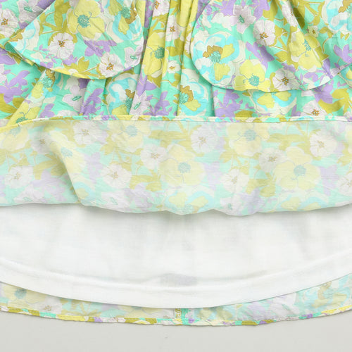 Green Floral Ruffle Layer Dress M2433