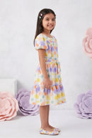 Off White Floral Puff Sleeve Dress M2434