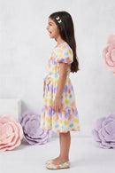Off White Floral Puff Sleeve Dress M2434