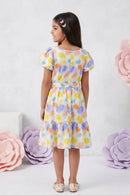 Off White Floral Puff Sleeve Dress M2434