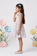 Blue Floral Sleeveless Cotton Dress M2435