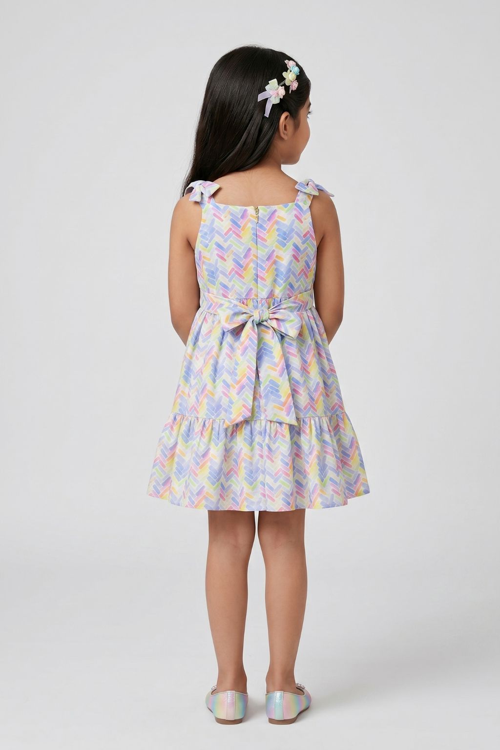 Blue Floral Sleeveless Cotton Dress M2435