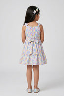 Blue Floral Sleeveless Cotton Dress M2435