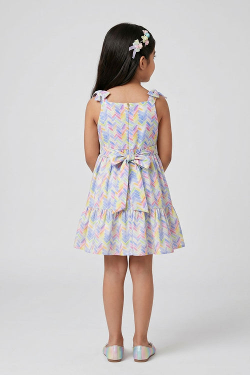 Blue Floral Sleeveless Cotton Dress M2435