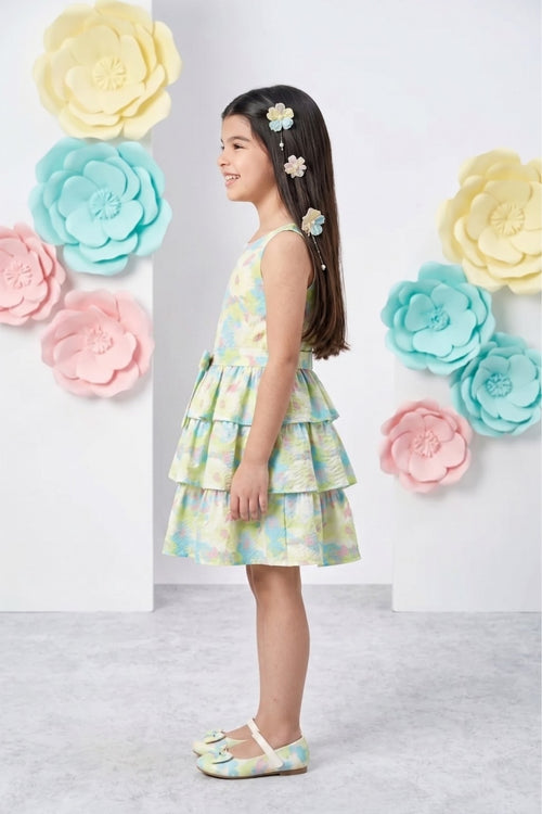 Green Floral Tiered Dress M2437