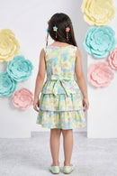 Green Floral Tiered Dress M2437