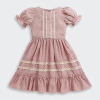Dusty Pink Lace Party Dress for Girls