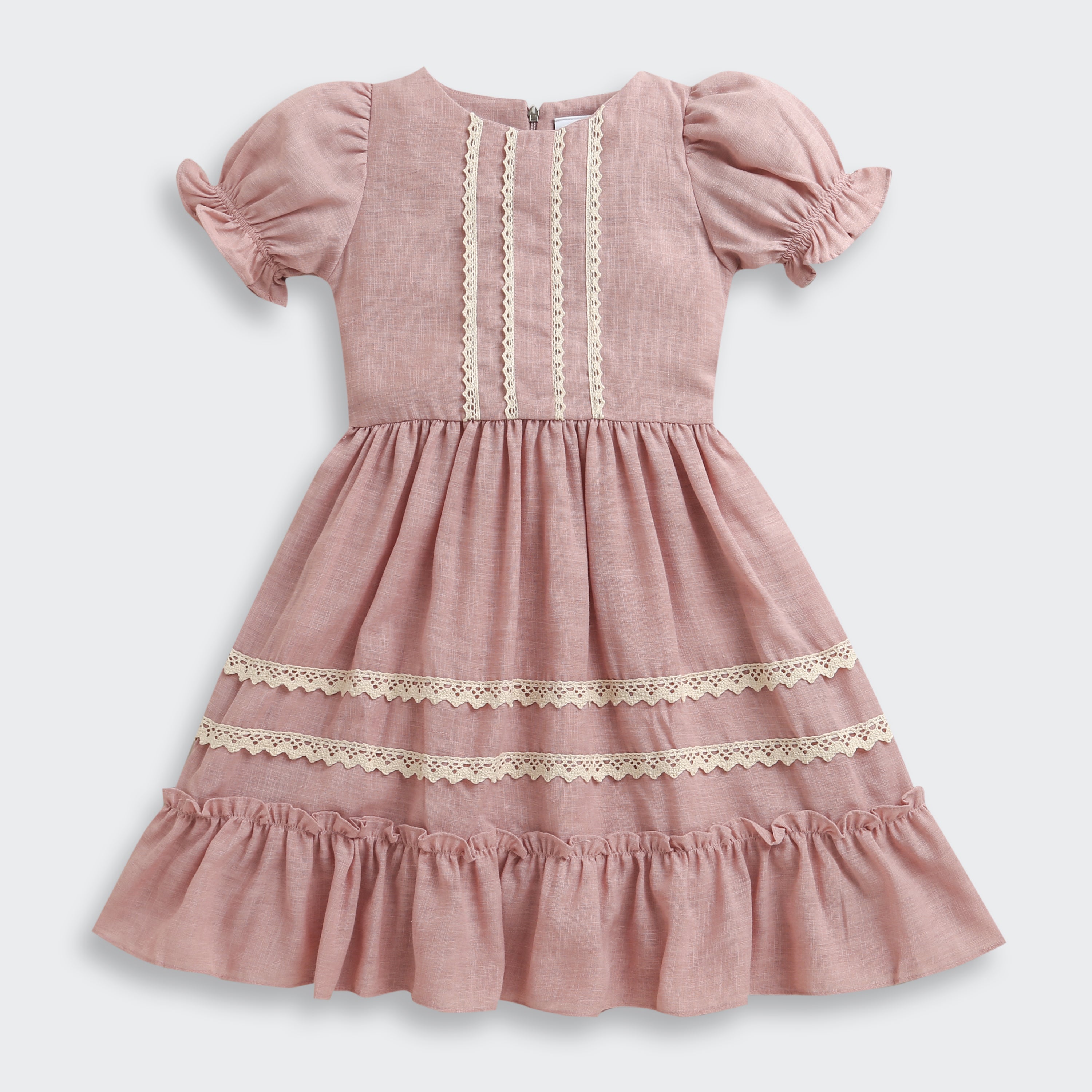 Dusty Pink Lace Party Dress for Girls