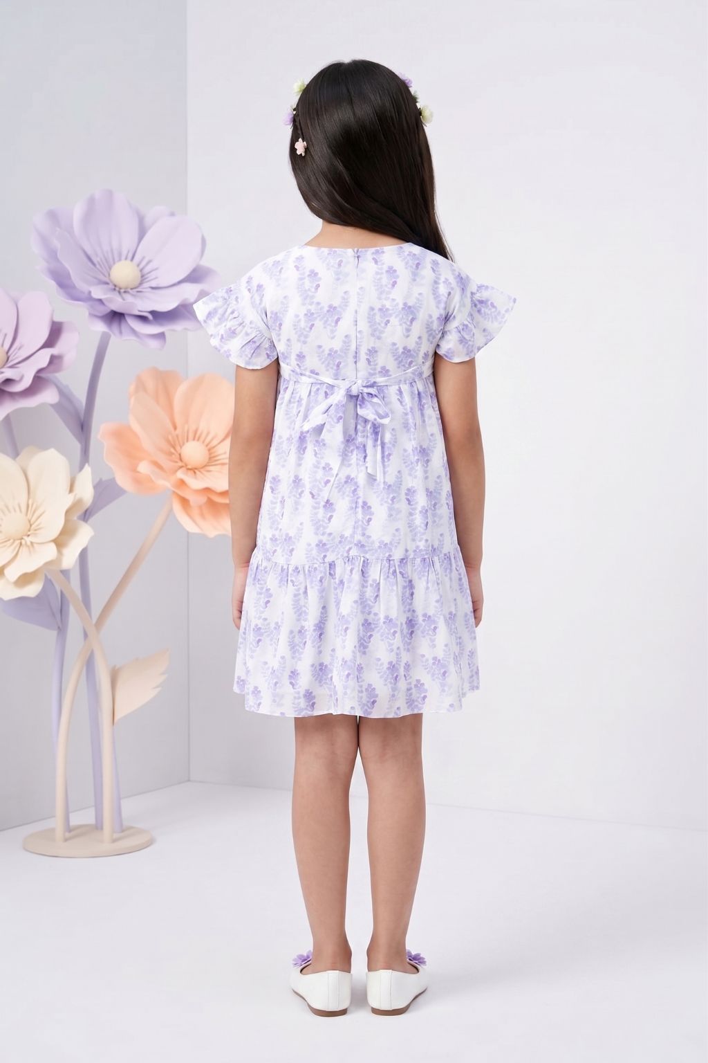Lilac Blossom Tiered Cotton Dress M2445