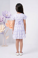 Lilac Blossom Tiered Cotton Dress M2445