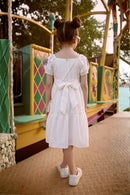 Girls White Flower Embroidered Dress M2446