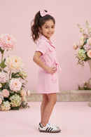 Blush Pink Belted Shirt Dress M2456
