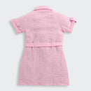 Blush Pink Belted Shirt Dress M2456