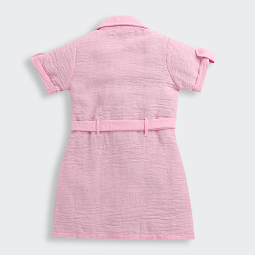 Blush Pink Belted Shirt Dress M2456