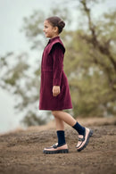 Tiny Girls Wine Winter Dress – Stylish Velvet Coat-Style Outfit