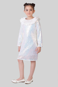 TinyGirls Off-White Sequin Party Dress – Premium Occasion Wear